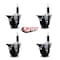 Service Caster 3.5'' Soft Rubber Swivel 1'' Expanding Stem Caster Set with Brake, 4PK SCC-EX20S3514-SRS-PLB-1-4 - alternate 2